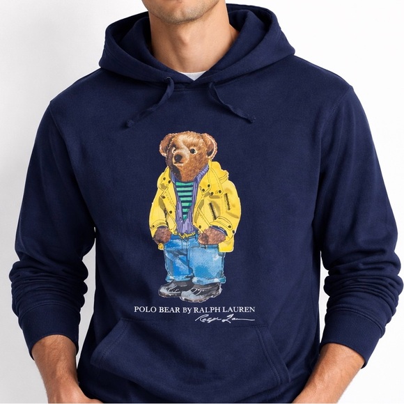 Ralph Lauren Navy Hooded TShirt with Polo Bear Graphic - Picture 5 of 6